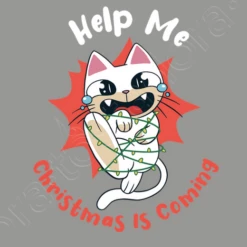 Aidez Noël Arrive Chat De Dessin Animé -T-Shirt Soldes Boutique aidez nol arrive chat de dessin anime i141385201842014138545d2018420w520b989895m1