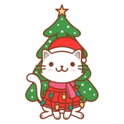 Illustration Mignonne De Chat De Noël -T-Shirt Soldes Boutique illustration mignonne de chat de nol i141385110331414138520d1103314w520bFFFFFFm1